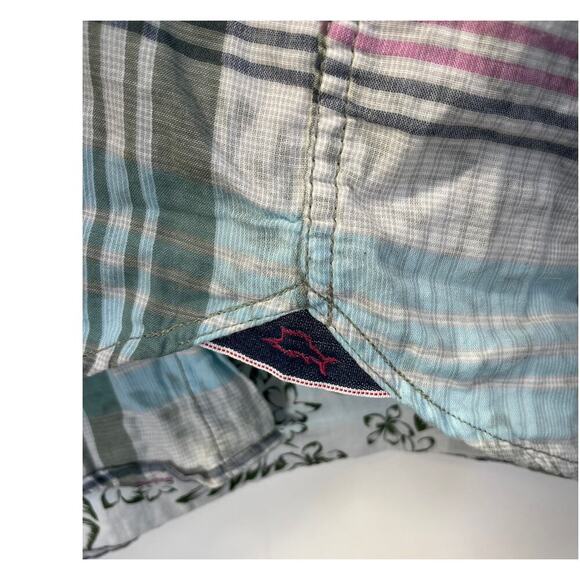 Tommy Bahama Men L Striped Light Blue Button Up Short Sleeves Casual/Preppy Top - Picture 5 of 7